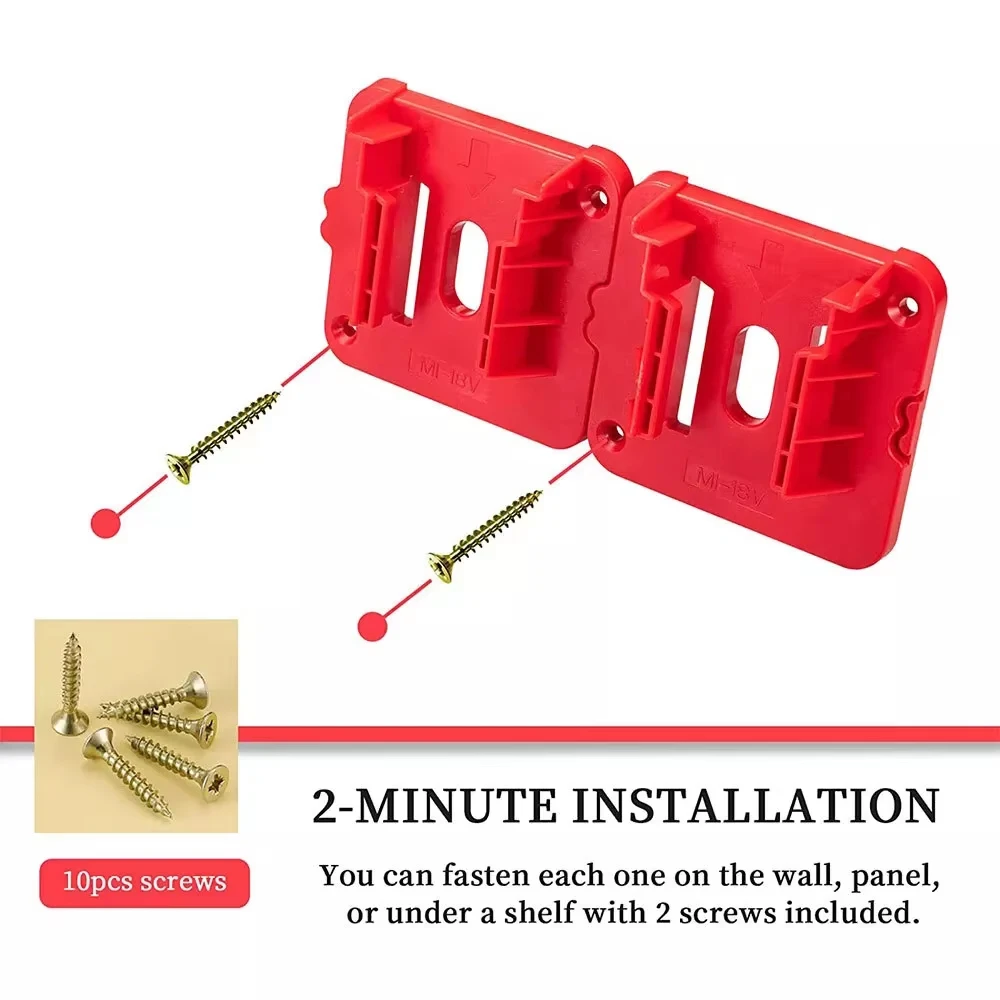 Milwaukee M18 soporte de pared batería 18V con tornillos y estante - imagen 5