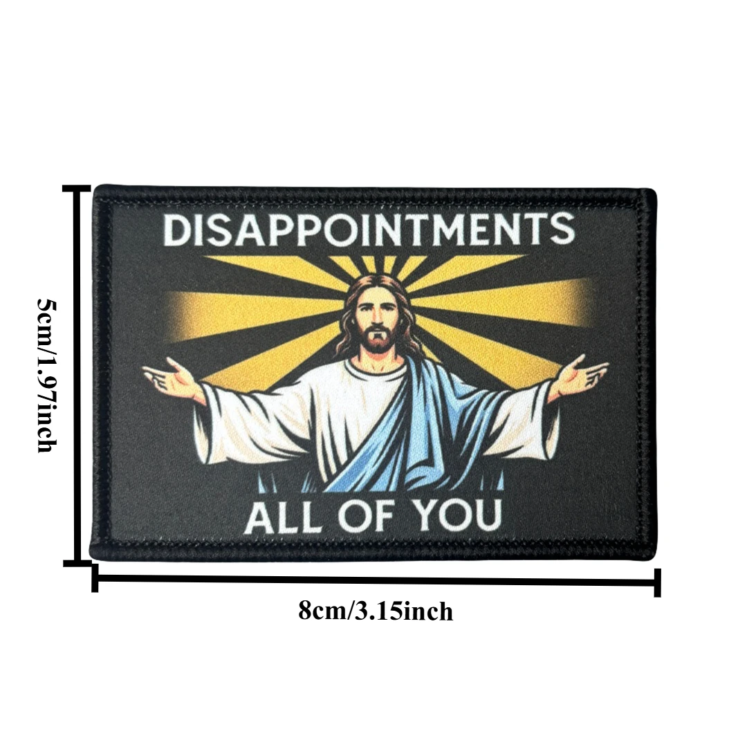 Parche humor negro Jesús decepciona con gancho y bucle para mochila - imagen 4