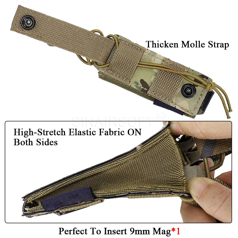 SINAIRSOFT Bolsa táctica MOLLE corte láser para cargador 9mm - imagen 3