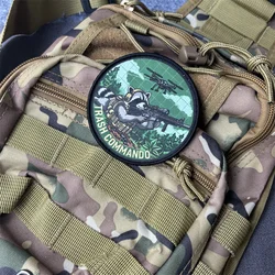 Parche táctico mapache con velcro, insignia militar para mochila