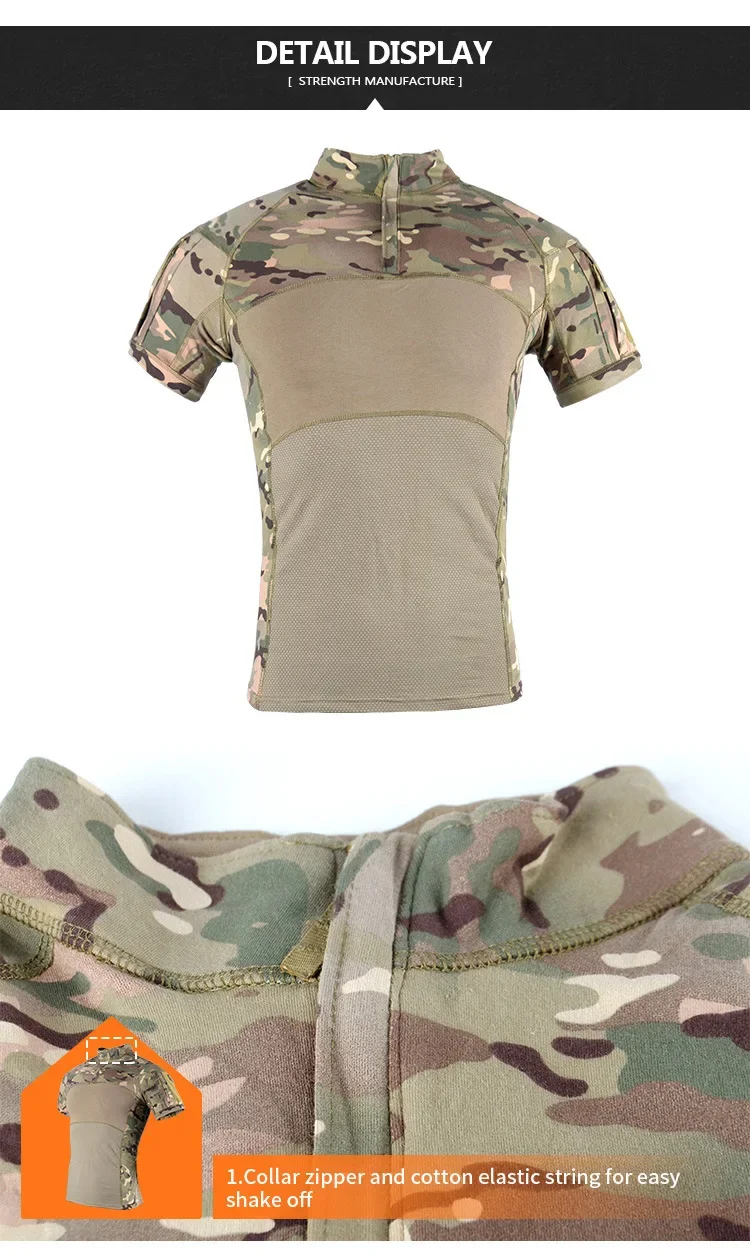 Camiseta táctica de hombre de algodón y manga corta