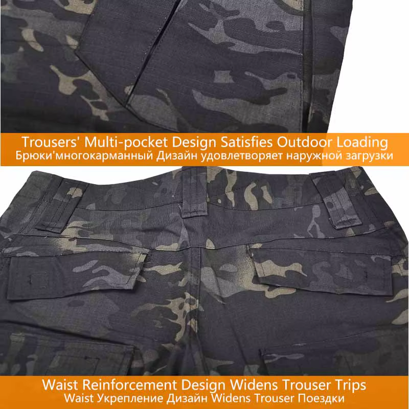 Pantalones tácticos Multicam cargo para caza con rodilleras