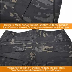 Pantalones tácticos Multicam cargo para caza con rodilleras