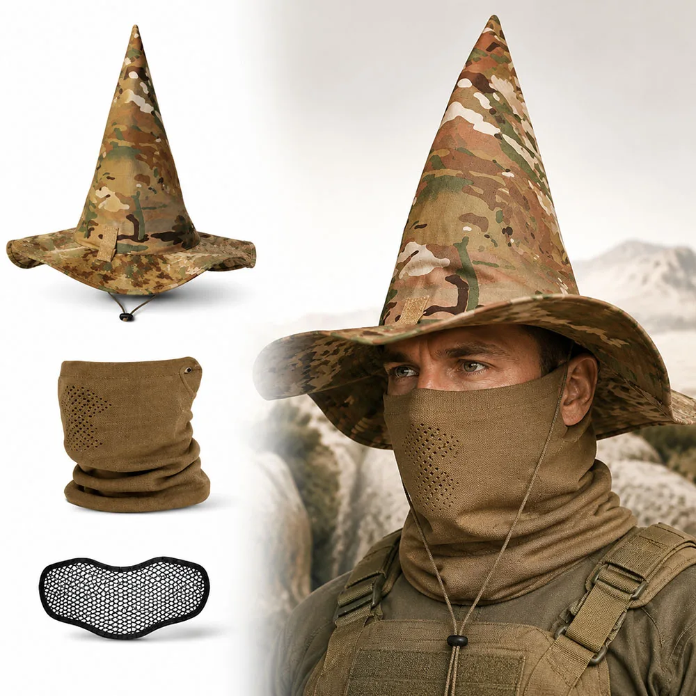 Gorra táctica camuflaje con máscara transpirable para airsoft