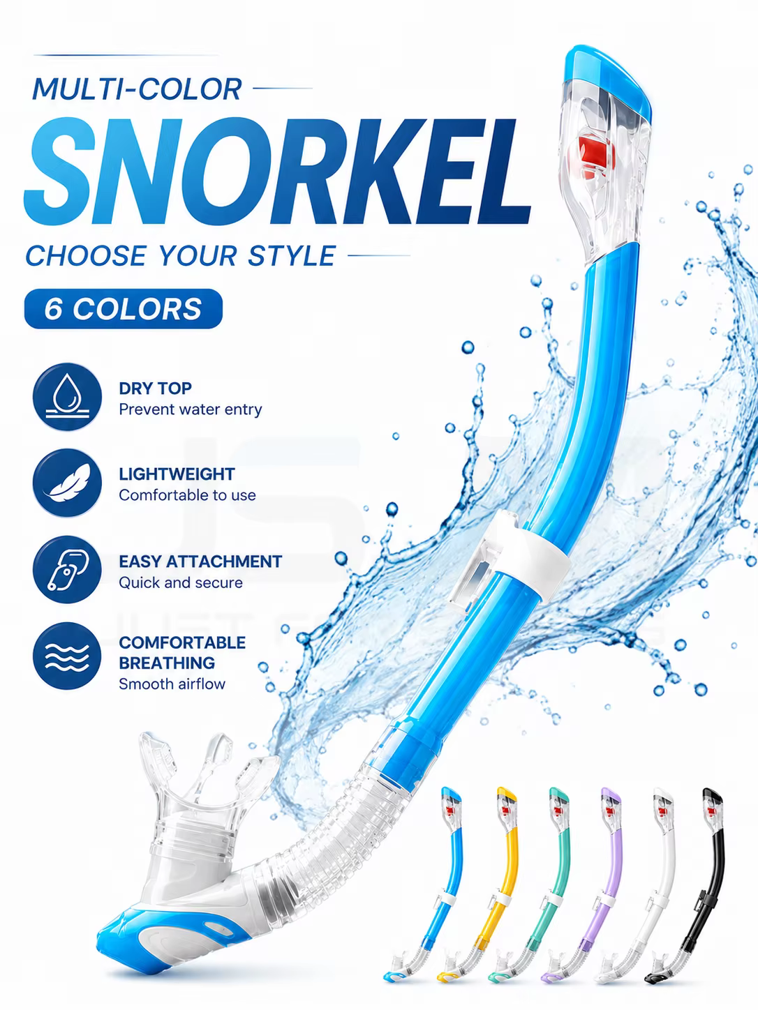 JSJM tubo de snorkel para buceo en seco con válvula antiflojo - imagen 3