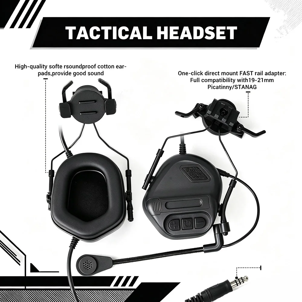 Casco táctico FAST para airsoft con auriculares y máscara de malla