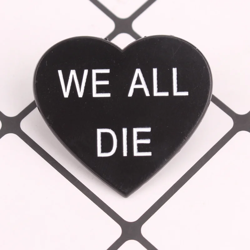 Pasador de botón gótico corazón WE ALL DIE – accesorio para chaquetas - imagen 4