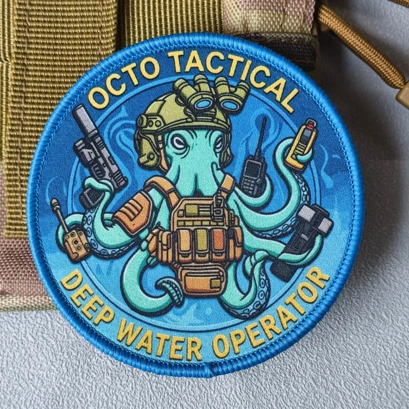 Parche táctico operador aguas profundas pulpo con velcro para ropa - imagen 3
