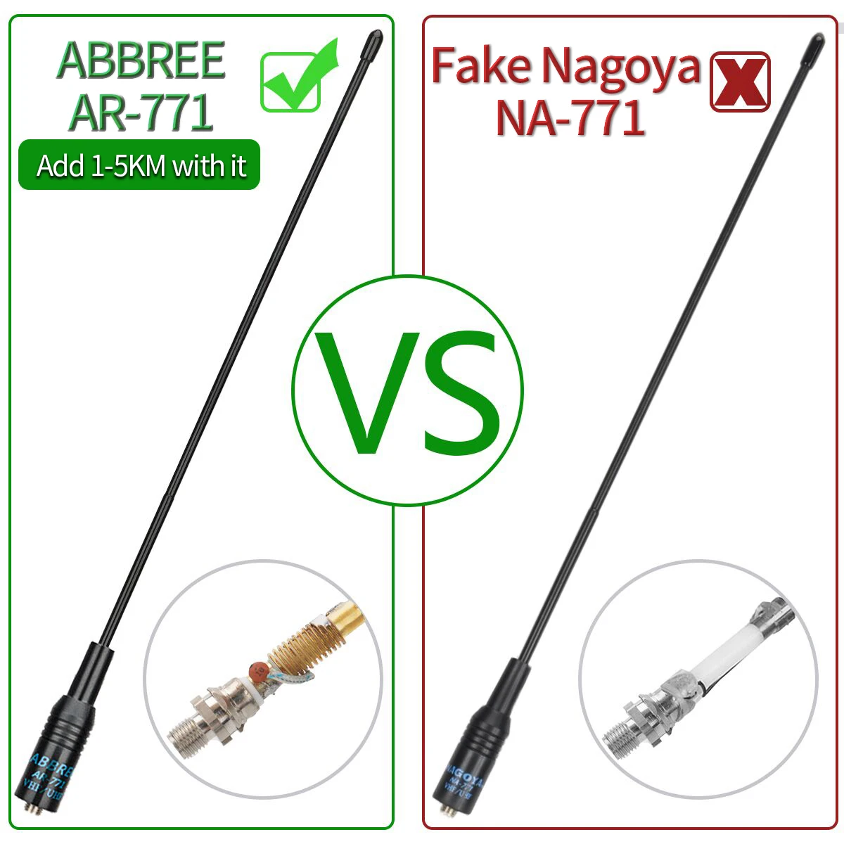 ABBREE AR-771 Antena SMA doble banda 144/430MHz para walkie talkie - imagen 3