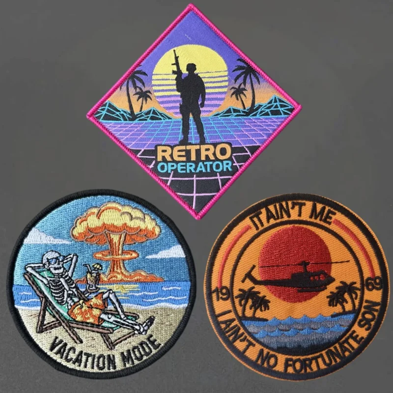 Parche táctico bordado paisaje playero con velcro para chaleco - imagen 3