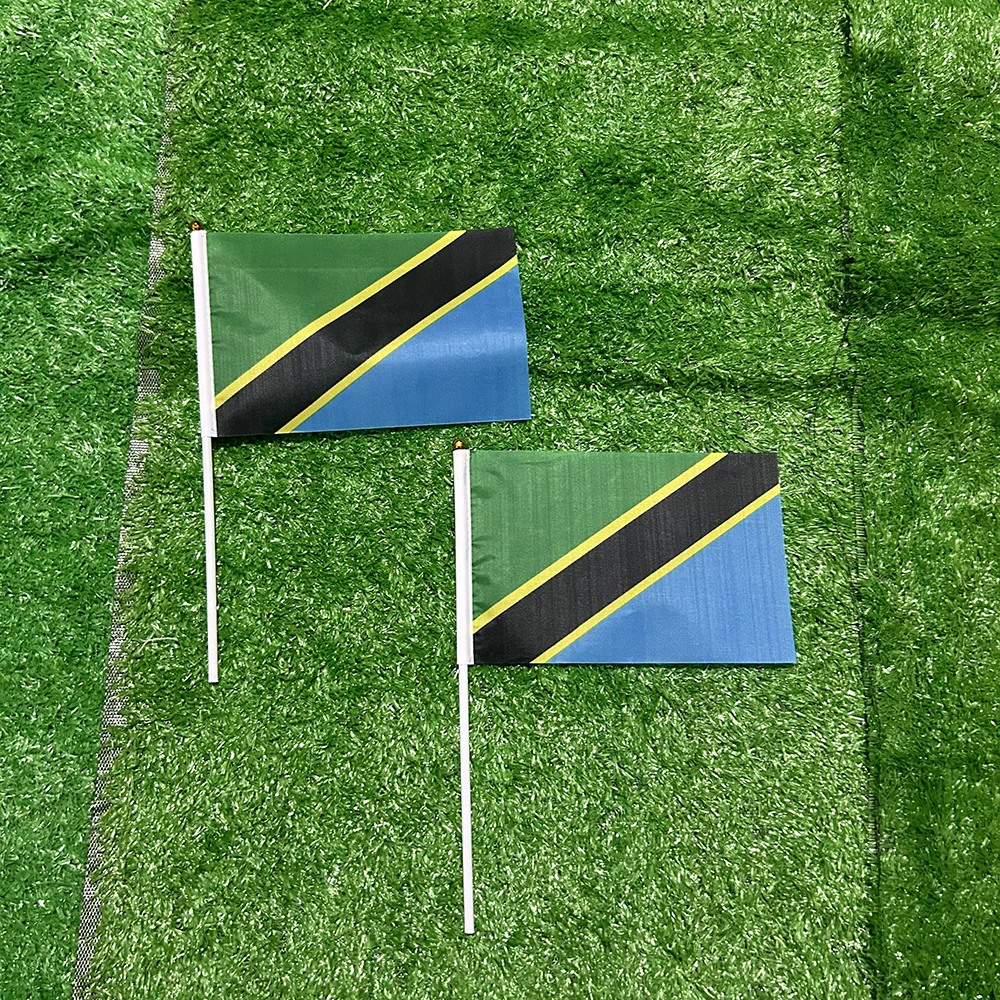 Bandera Tanzania poliéster con asta de plástico para exterior - imagen 3