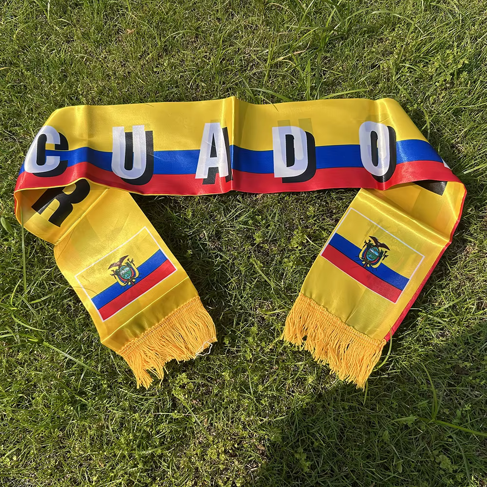 Bufanda Ecuador doble cara satén con borlas, eventos y deporte