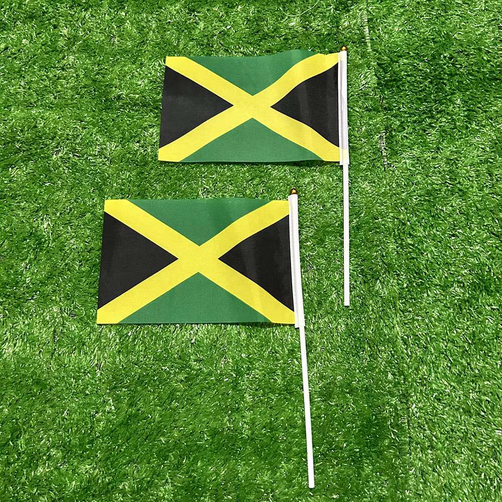 Bandera de mano Jamaica doble cara para deportes y decoración hogar - imagen 2