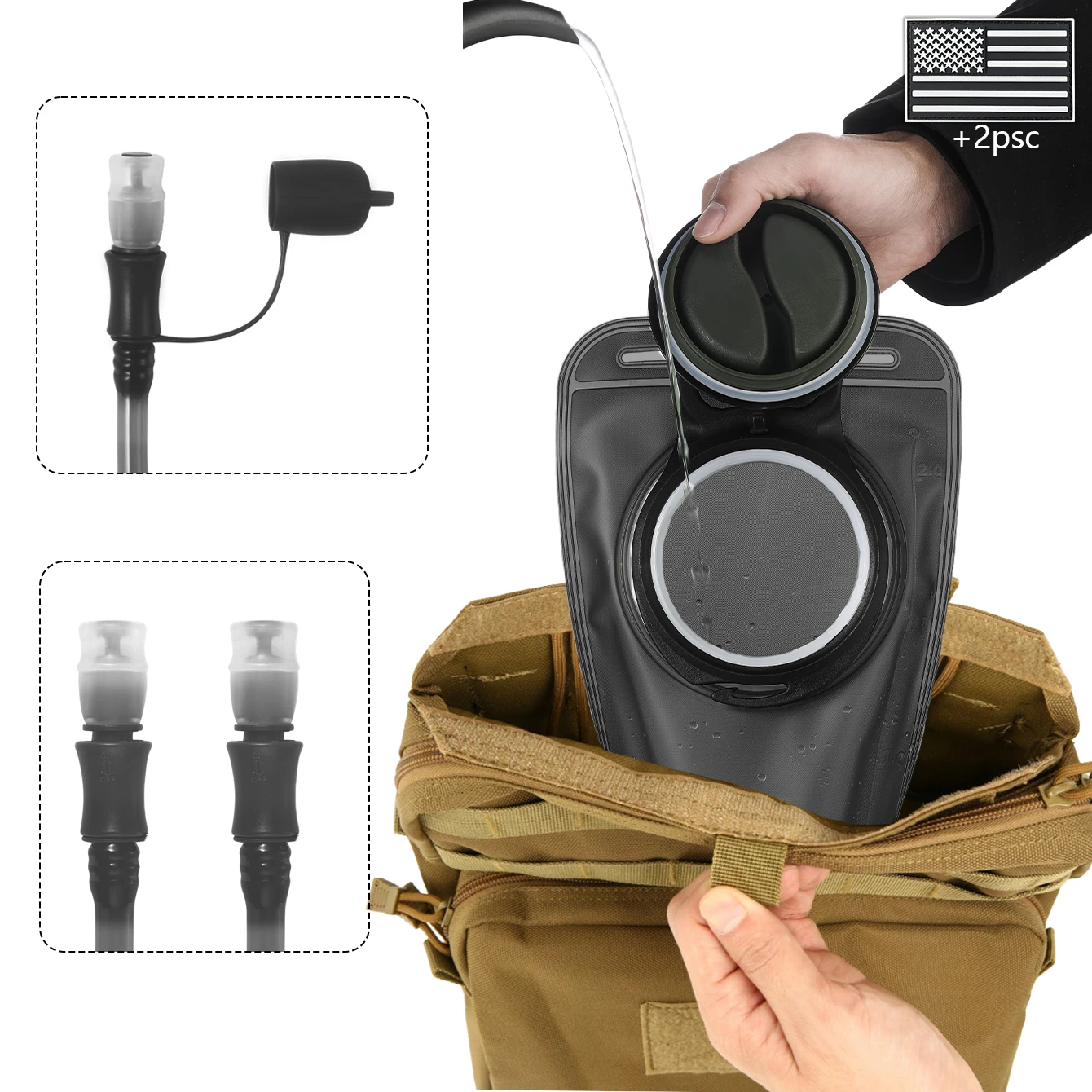 Bolsa de hidratación MOLLE gran capacidad para senderismo y bici - imagen 2