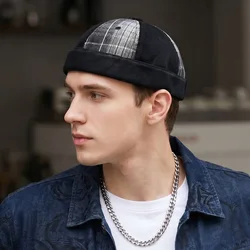 Gorro Docker retro ajustable con parches, estilo marinero unisex