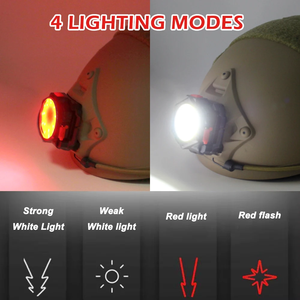 Casco táctico JOAXOR LED COB mount NVG luz muñeca outdoor - imagen 5
