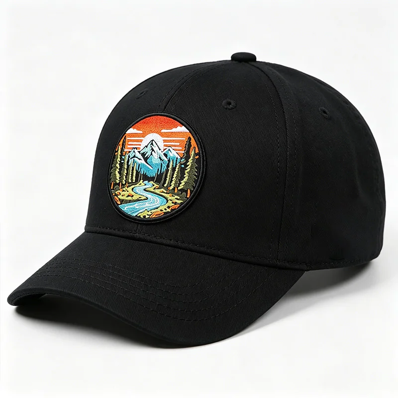 Parche termoadhesivo bordado montañas y ríos para gorra - imagen 2