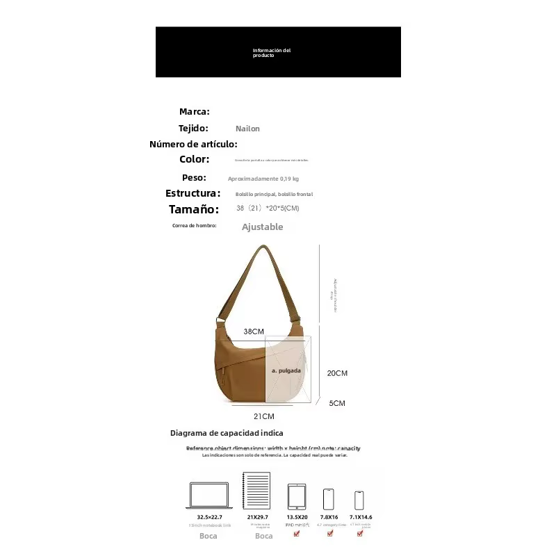 Bolso de mensajero táctico Harajuku de nailon para hombro - imagen 2