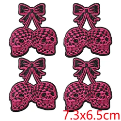 Parches termoadhesivos estilo punk gótico rayos a cuadros rosa calavera
