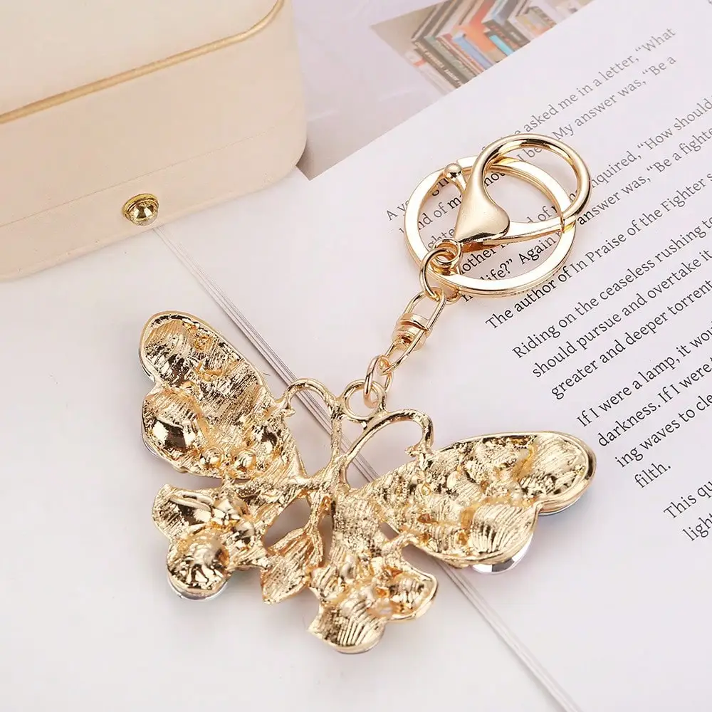 Llavero de metal mariposa con pedrería para mochila y llaves - imagen 2