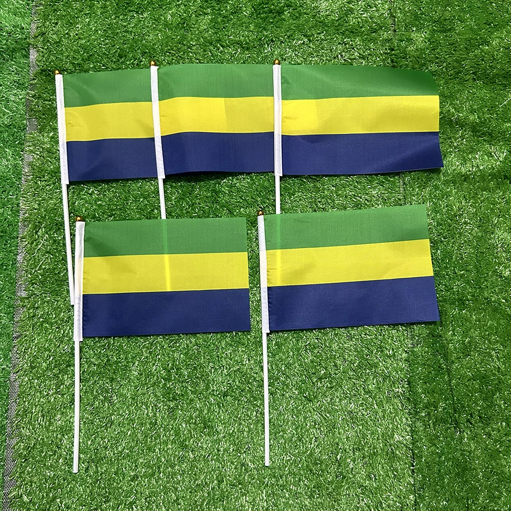 Bandera de mano Gabón de poliéster con asta de plástico - imagen 5