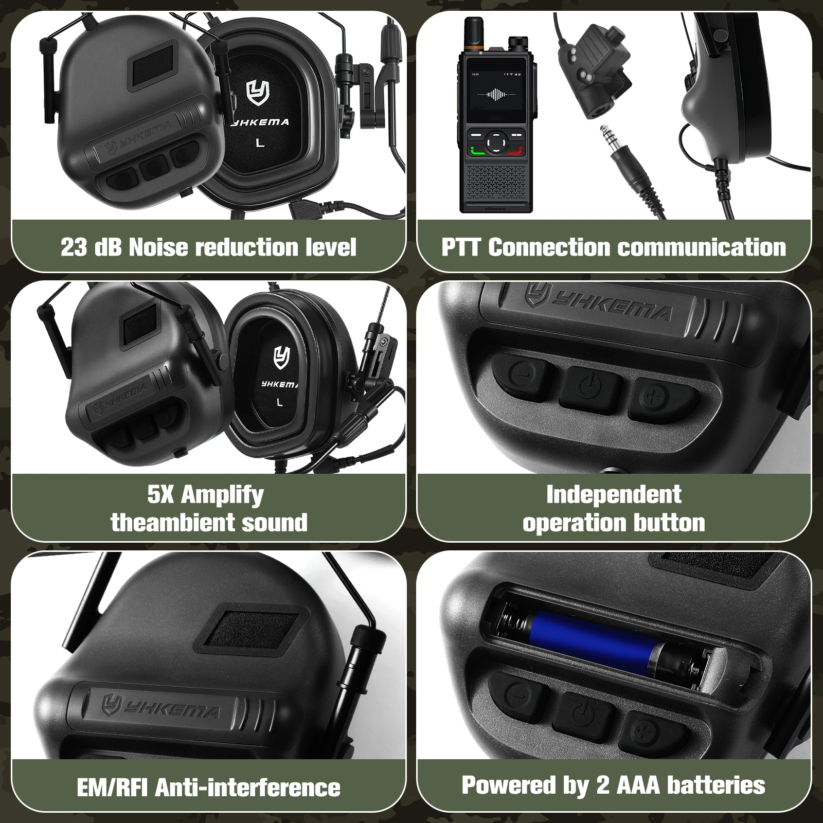Auriculares tácticos para caza con cancelación de ruido y micrófono