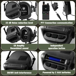 Auriculares tácticos para caza con cancelación de ruido y micrófono