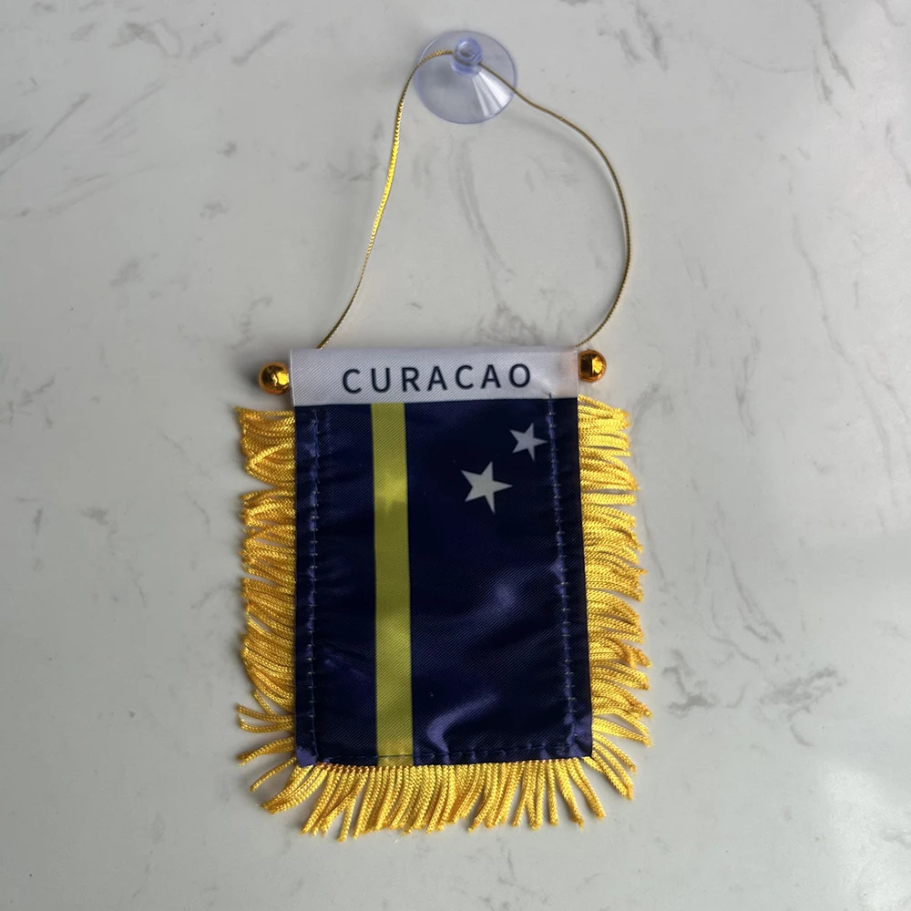 Bandera coche Curazao para ventana, poliéster doble cara impresa - imagen 3