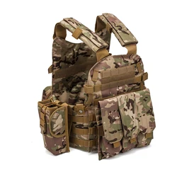 Chaleco táctico MOLLE Multicam con portaplateas y bolsa Airsoft M4