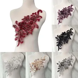 Apliques bordados flores 3D, lentejuelas y pedrería para coser