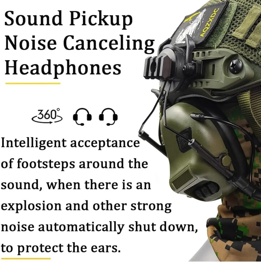 Kit casco Airsoft con auriculares, gafas y linterna – Paintball CQB - imagen 5