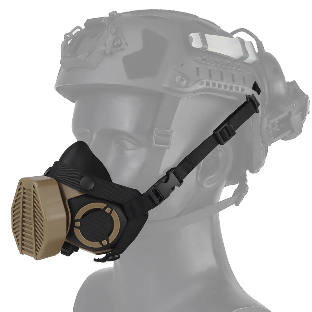 Mascara SOTR de media cara - respirador tactico para militar, airsoft - imagen 4