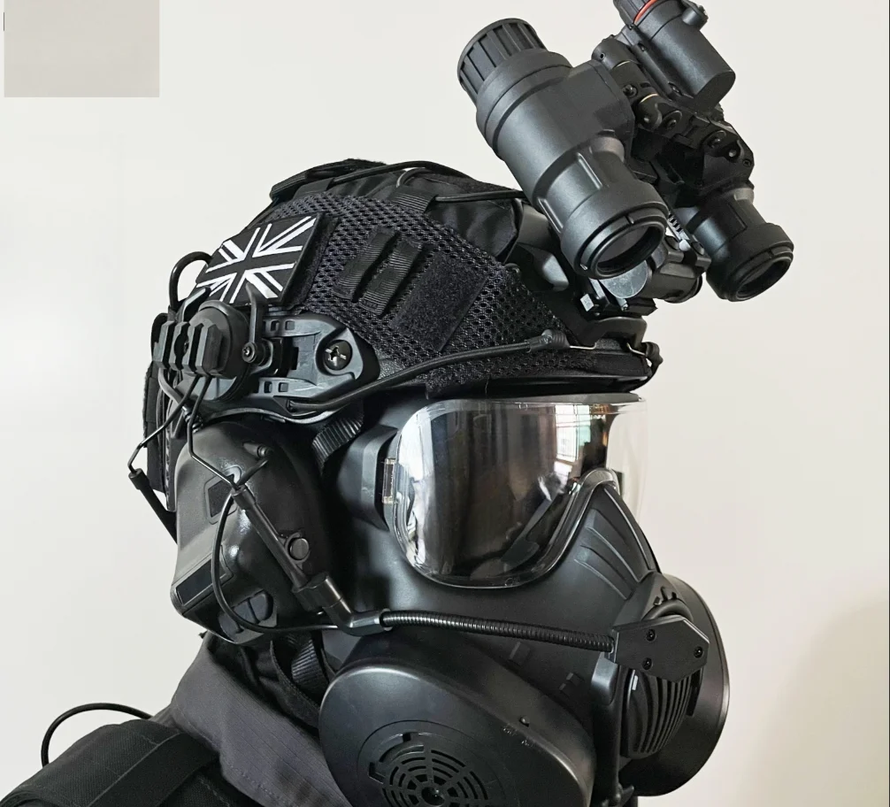 Juego de casco táctico y máscara antigás con visor nocturno - imagen 5