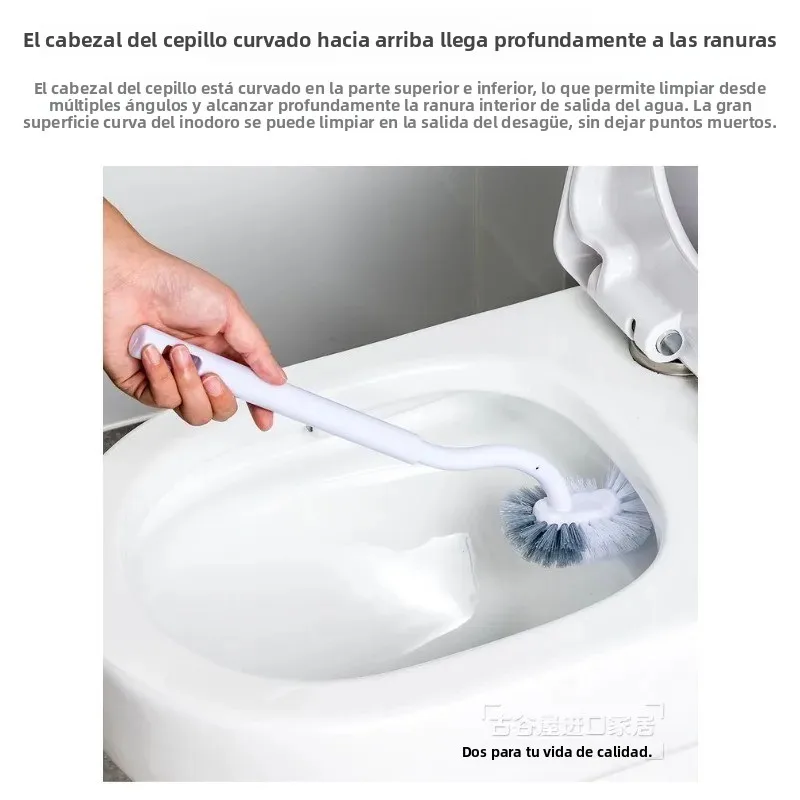 Cepillo de inodoro cerdas suaves, mango largo para colgar en pared - imagen 5