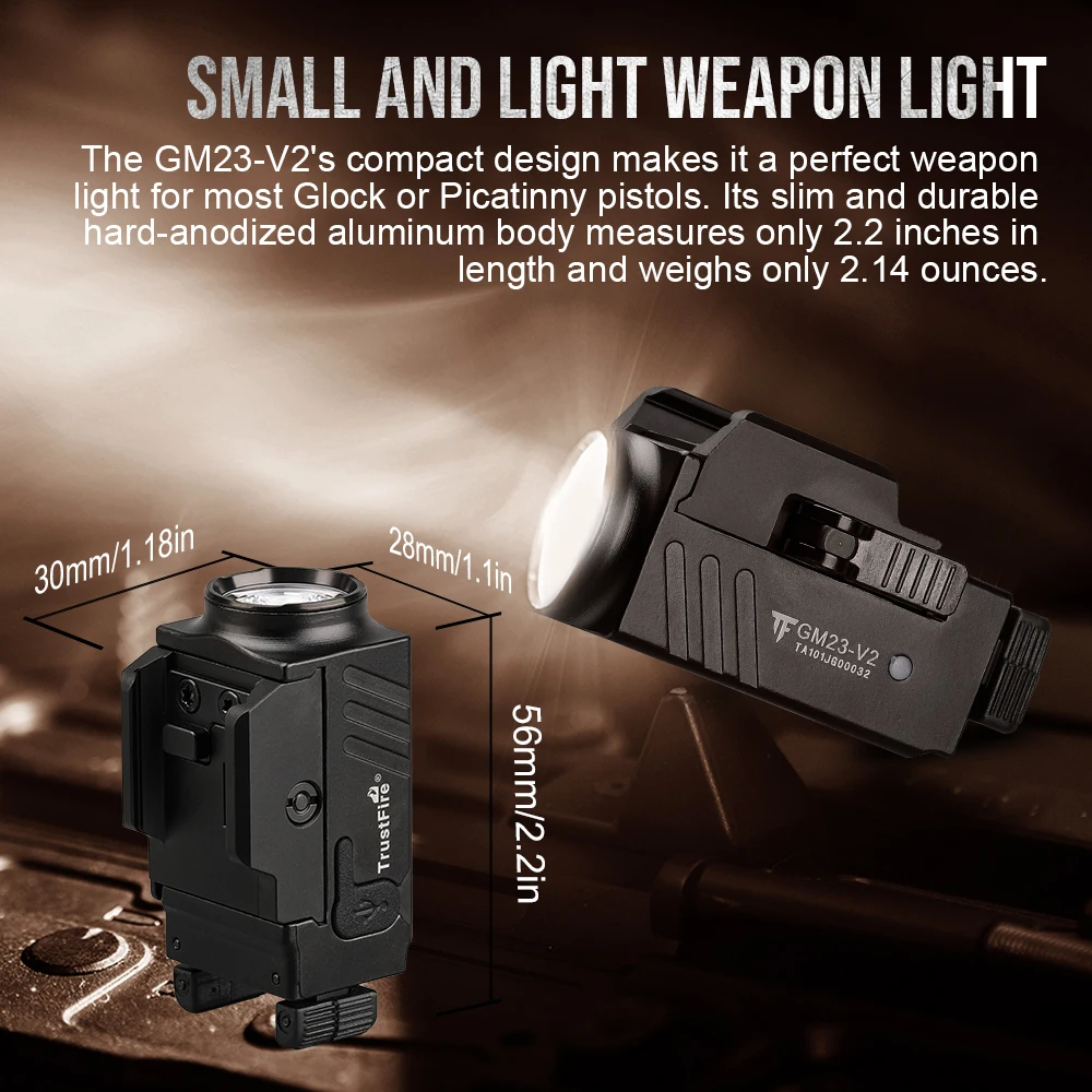 Linterna Táctica Trustfire GM23-V2 con Quick Release, USB-C y Montaje Riel Picatinny - imagen 5