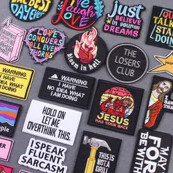 Parches bordados con palabras para planchar en ropa - insignias DIY