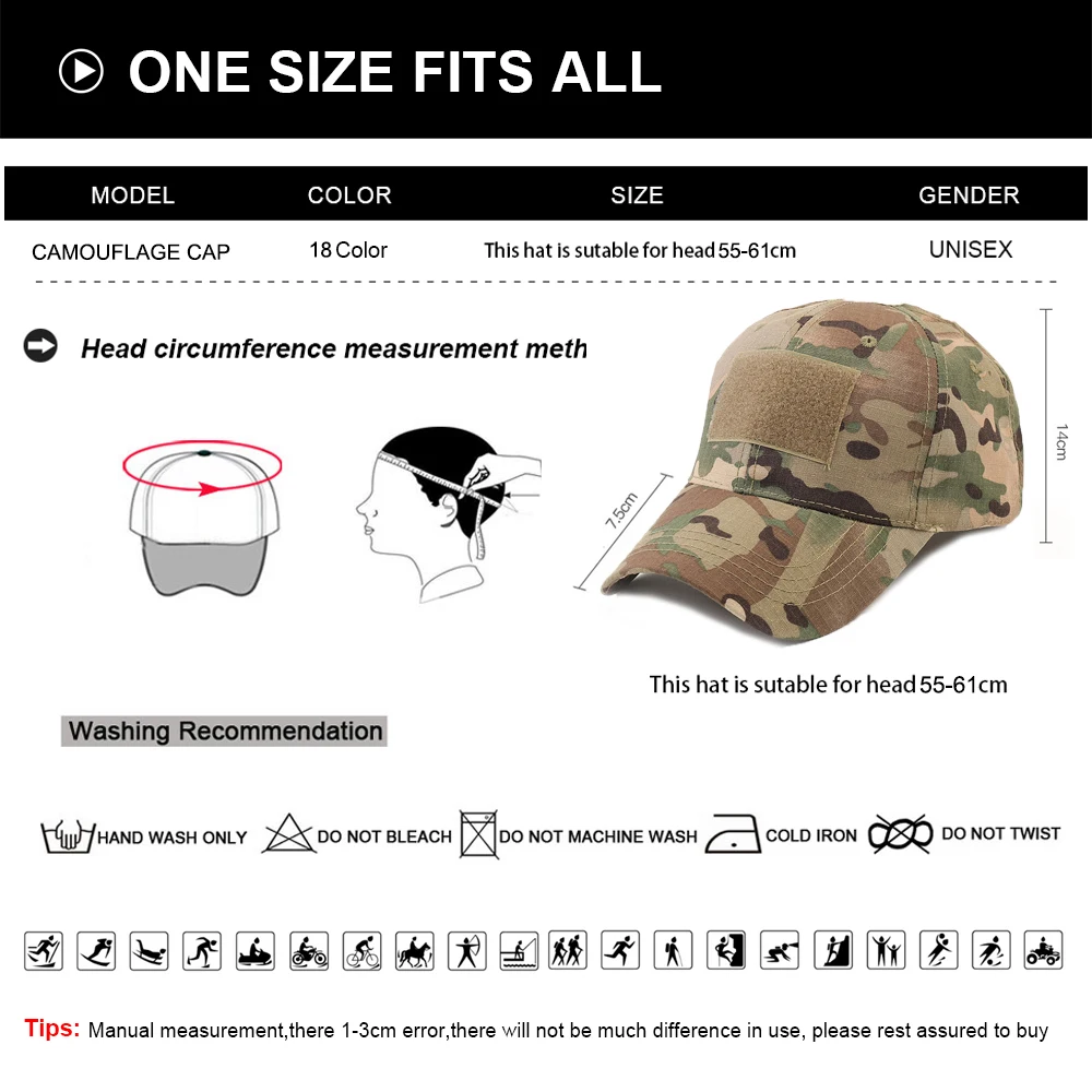 Gorra táctica camuflaje ajustable con visera plana para airsoft - imagen 5