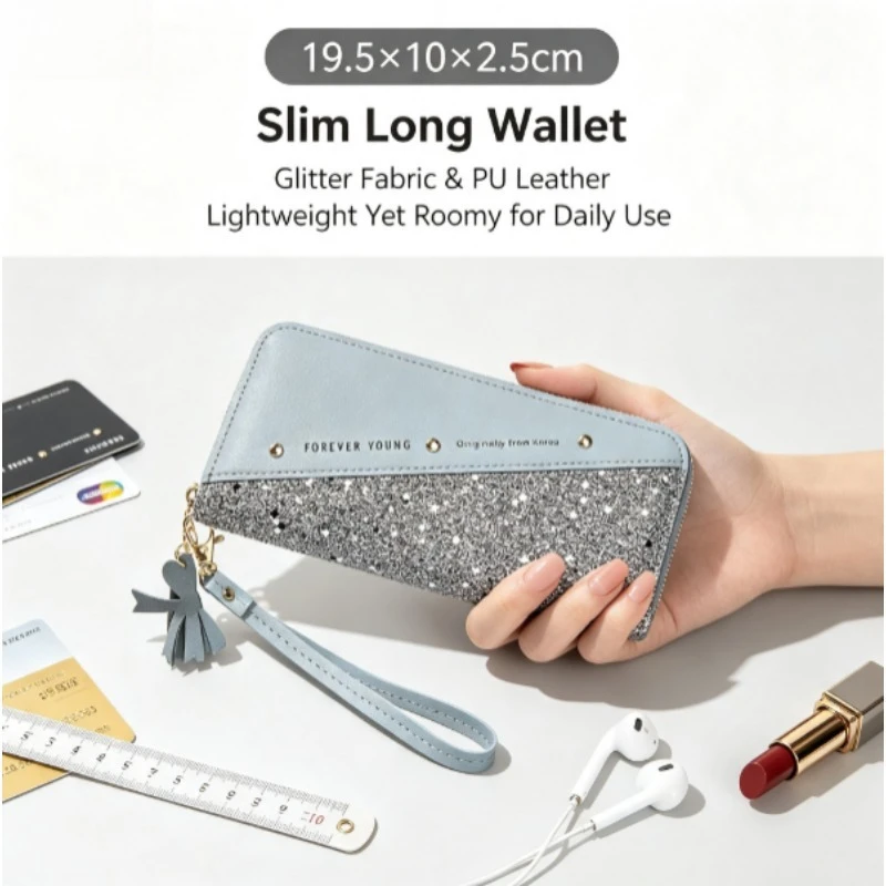Cartera larga con cremallera para mujer – contraste y borlas - imagen 3