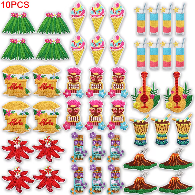 Parches termoadhesivos Aloha Tiki Hut tropicales hawaianos para ropa - imagen 5