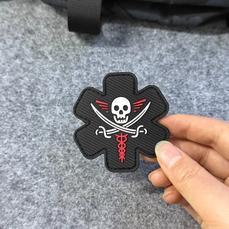 Parche táctico PVC calavera moral médica gancho y bucle para chaqueta - imagen 5