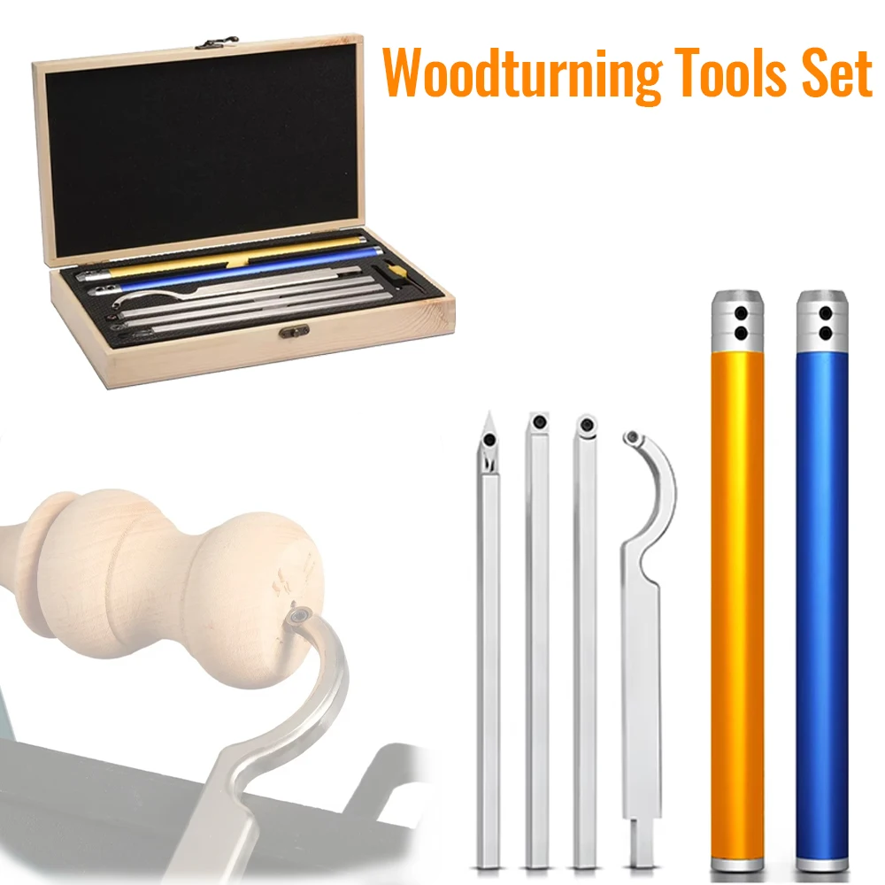 Kit torneado madera seis en uno con insertos carburo caja