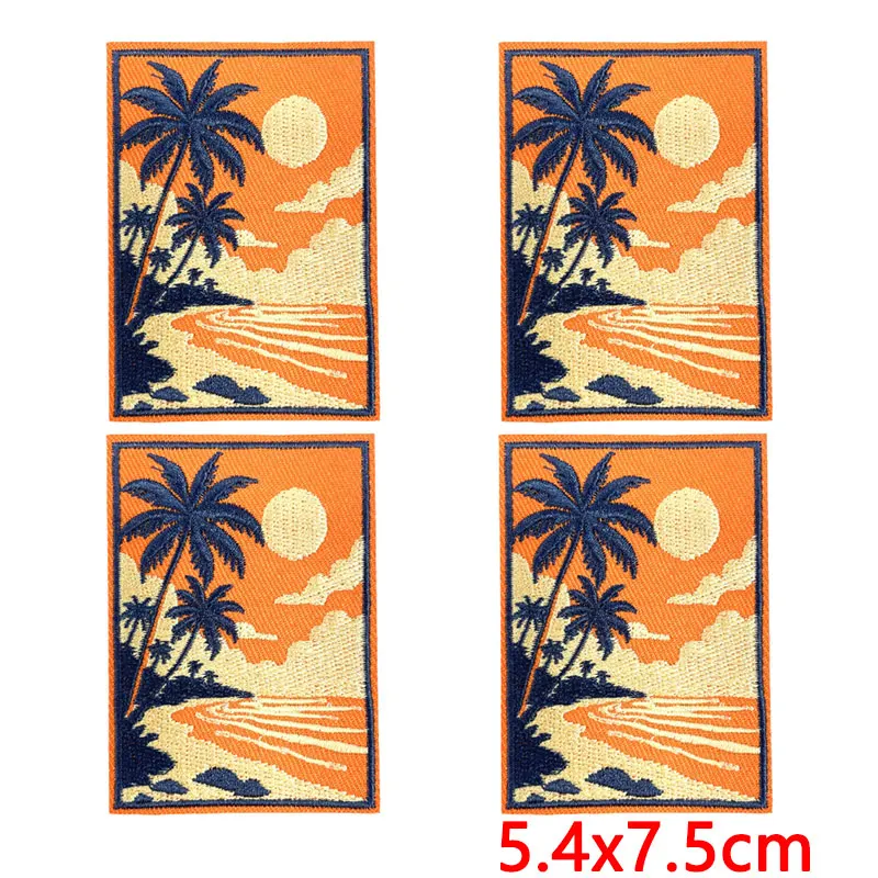 Parche termoadhesivo camping palmera, tienda y oso para mochila