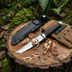Cuchillo de Hoja Fija Compacto con Funda para Camping y Senderismo