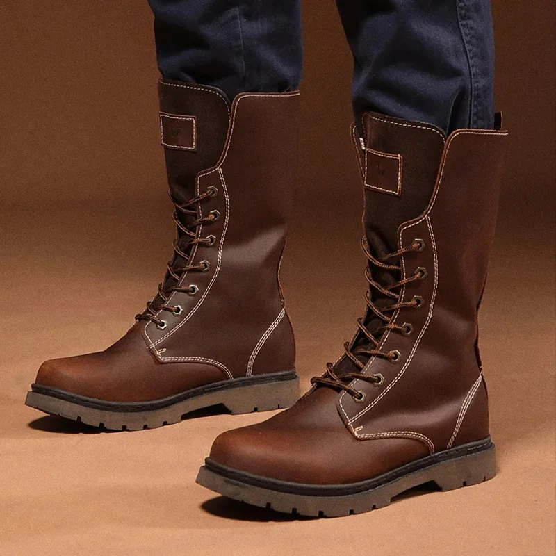 KOWM Botas tácticas de senderismo impermeables de cuero vacuno - imagen 3