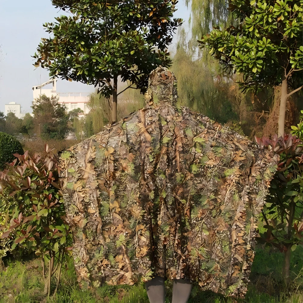 Poncho camuflaje 3D hoja frondosa para caza selva y bosque - imagen 5