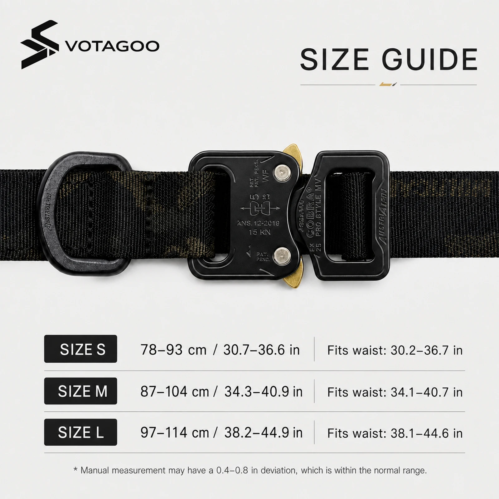 Cinturón Táctico VOTAGOO Cobra EDC con hebilla bloqueo automático - imagen 5