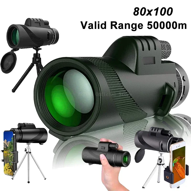 Telescopio monocular con zoom HD, trípode para caza y acampada - imagen 3