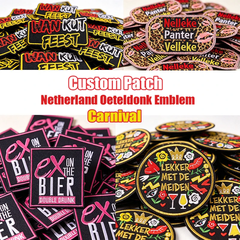 Parche bordado personalizado Oeteldonk para carnaval con velcro - imagen 3