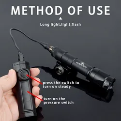 Linterna táctica LED M600B para AR15 con doble interruptor y enfoque