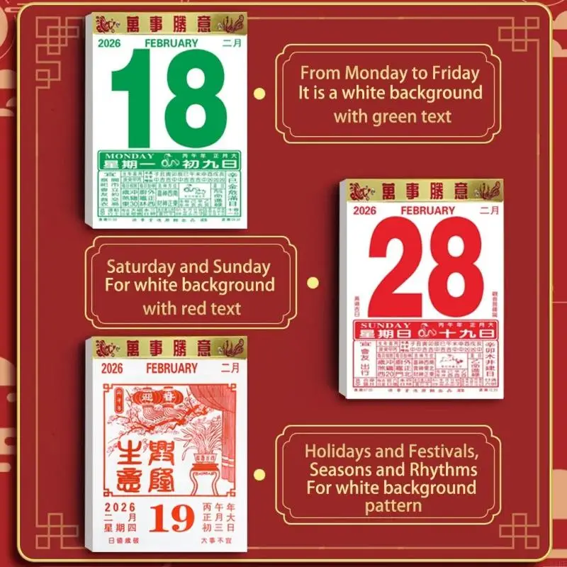 Calendario chino tradicional 2026 para planificar con hojas diarias